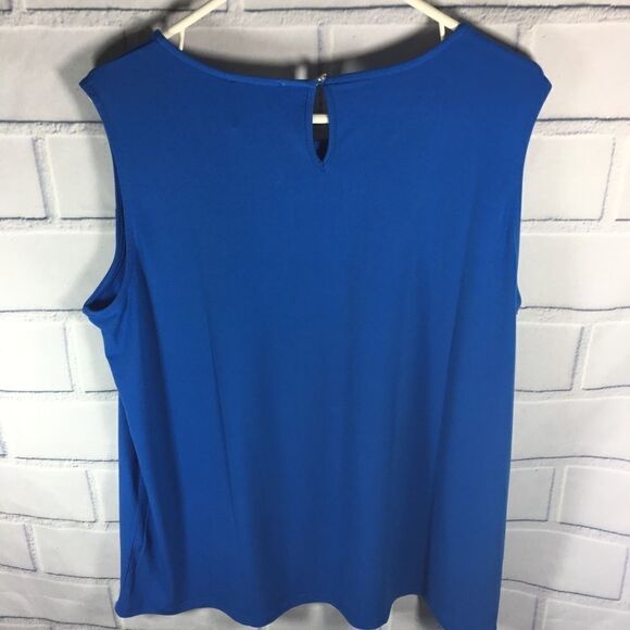 Carmen Marc Valvo Womens Blue Sleeveless Top 1X - Picture 2 of 4